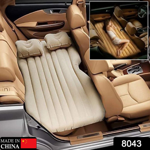 8043 Car Inflatable Bed With 2 Pillows   Air Pump (Portable) For Travel Camping Vacation  Polyester Inflatable Travel Car Bed Air Sofa With Two Inflatable Pillow And Air Pump For Car Back Seat Air Pump Random Colour - Trendex
