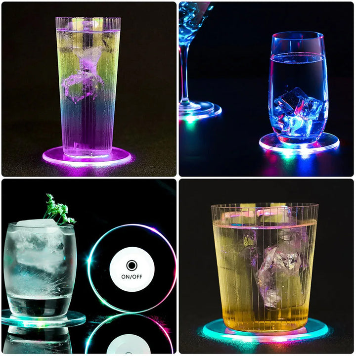 Colorful Led Cocktail Coaster Round Ultra-thin Led Drink Coaster (1 Pc) - Trendex