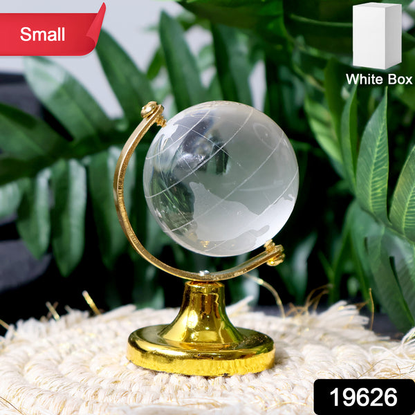 Small Crystal Globe Table Showpiece With Golden Stand (1 Pc) - Trendex