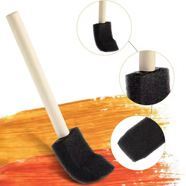 Multipurpose Sponge Brushes For Painting With Wooden Handles (5 Pcs Set) - Trendex