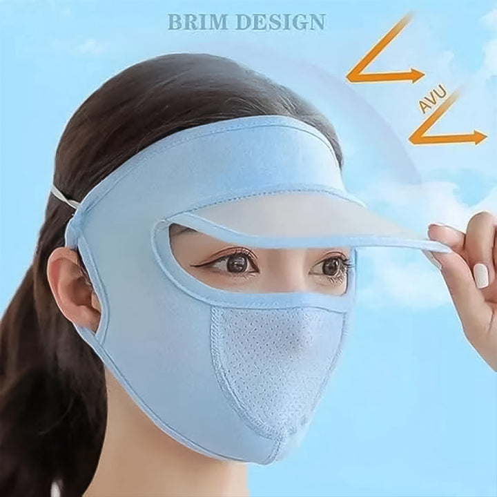 Womens Full Face Uv Protection Cap With Built-in Mask And Wide Brim Visor  Breathable (1 Pc) - Trendex