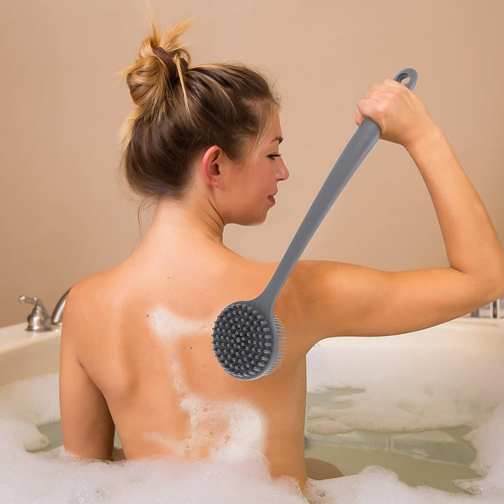 Silicone Back Scrubber Brush With Long Handle (1 Pc) - Trendex