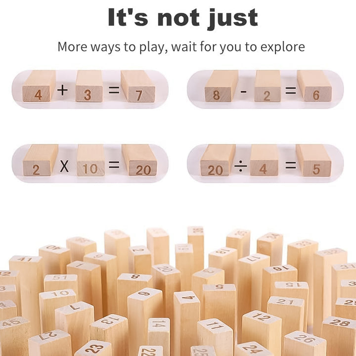 Wooden Tumbling Stacking Tower Game (48 Pcs Blocks 2 Dices) - Trendex
