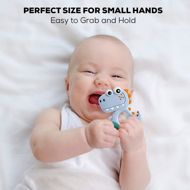 Silicone Dinosaur Teether For Baby (1 Pc  Mix Design  Color) - Trendex