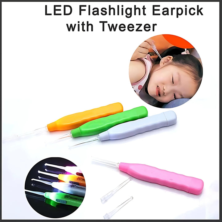 White Led Flashlight Earpick With Tweezer (1 Pc) - Trendex