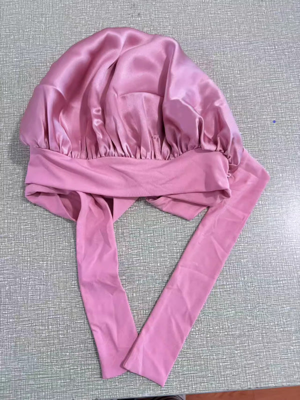 Double Layer Silk Elastic Band Nightcap - Trendex