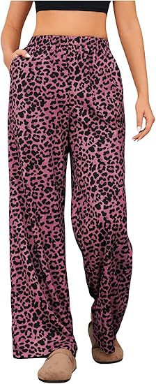 Women's Leopard Print Elastic High Waist Trousers - Trendex