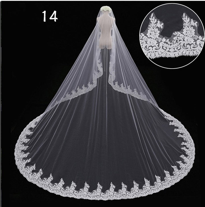 Bridal Wedding Dress Long Tail Luxury Super Fairy Wedding Veil - Trendex