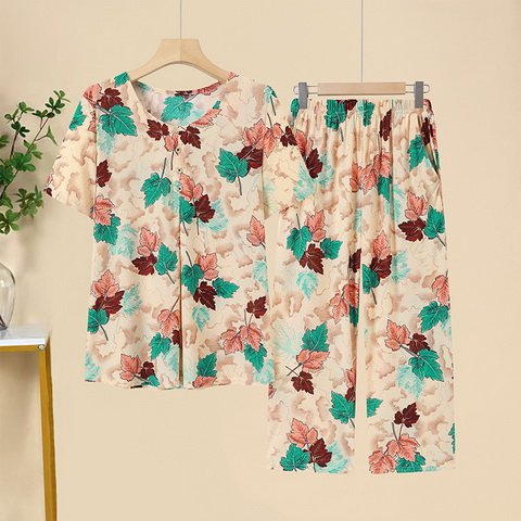 Middle-aged And Elderly Ice Silk Short Sleeve Suit - Trendex