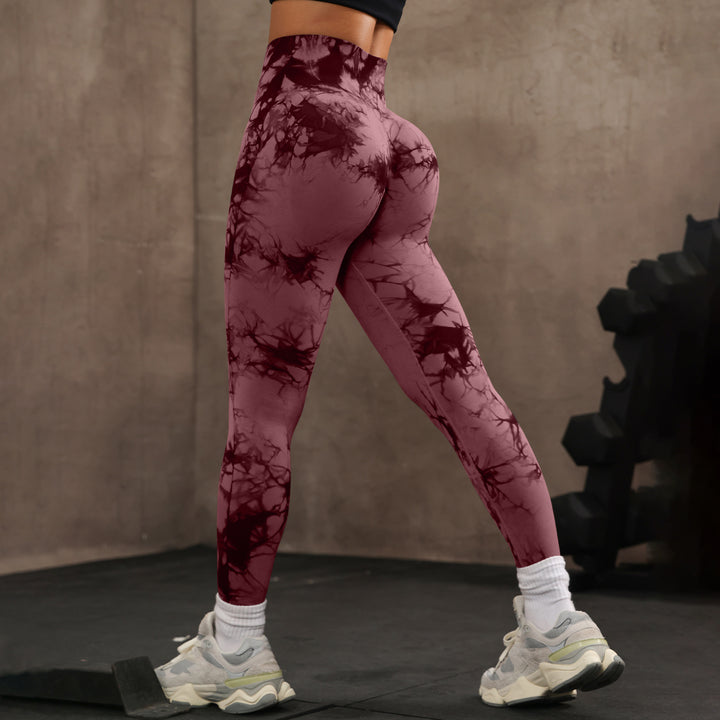 High Waist Tight Yoga Pants Tie-dye Breathable Workout Pants - Trendex