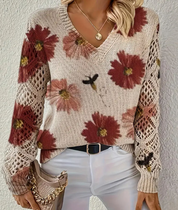 Printed Casual Cape Coat Cardigan Sweater - Trendex