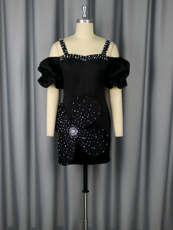 European And American Sexy Sling Puff Sleeve Dress - Trendex