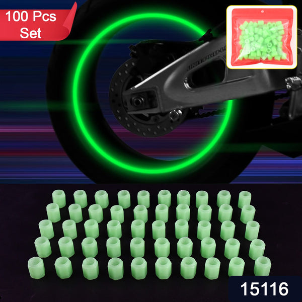 Tyre Valve Caps Luminous Glow Car Tire Valve Cap Covers Vaal Cap (100 Pcs Set) - Trendex