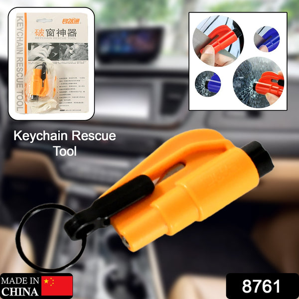 8761 2 In 1 Emergency Safety Cutter With Key Chain Small Portable Handy Emergency Safely Glass Breaking  Seat Belt Cutting Keychain Tool - Trendex