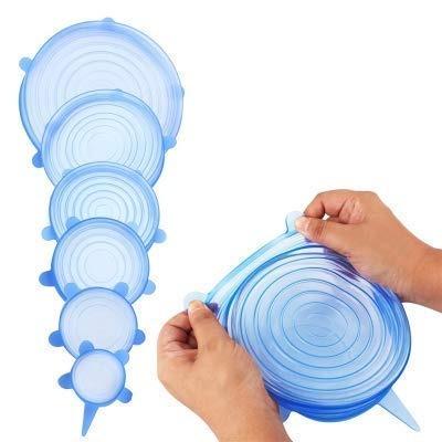 2154 Silicone Stretch Lids Reuseable Microwave Safe Flexible Covers (Set Of 6) (Loose Pack) - Trendex