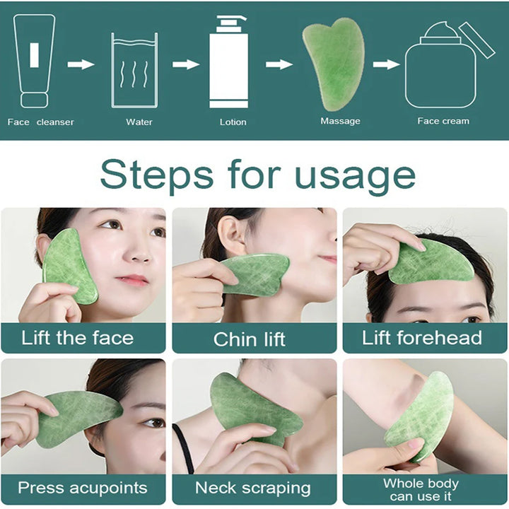 0318 Gua Sha Stone And Anti Aging Jade Roller Massager For Face Massage Natural Face Skincare Massager  Face Roller Massager For Women  Face Shaper Jade Roller And Gua Sha Set For Glowing Skin - Trendex