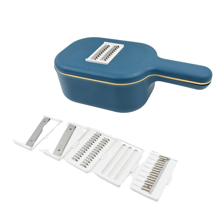 Vegetable Slicer Cutter - 6 Blades Kitchen Accessories Tools  Appliances With Container  Handle (1 Set) - Trendex