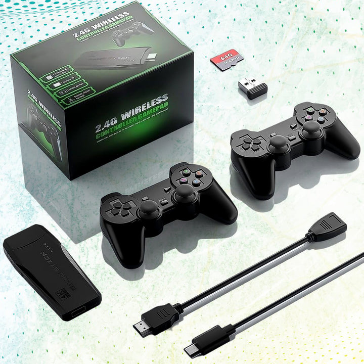Wireless Controller Gamepad With 10000+ Games 4k Ultra Hd Game Sticks Output And 2.4ghz Wireless Controller Video Games With 64gb Memory Card (1 Set) - Trendex