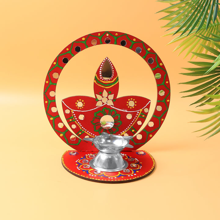 Handcrafted Wooden Decorative Diya Stand (1 Pc) - Trendex