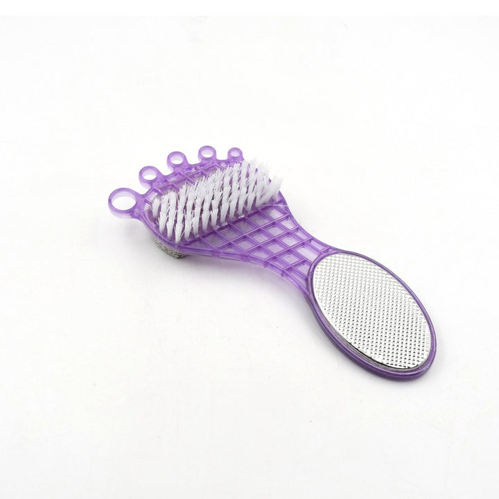 6993  4 In 1 Pedicure Tool For Rough  Dry Feet Dual-sided With Pumice Stone Soft Brush Steel Scrubber  Emery File Softens Hard Foot Corns  Calluses Cleanses  Smoothens Dull Feet - Trendex