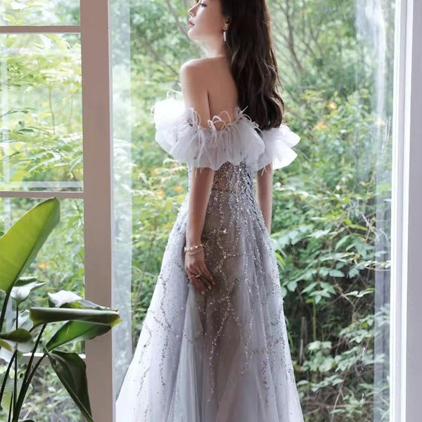 Off-shoulder Annual Conference Host Engagement Dress - Trendex