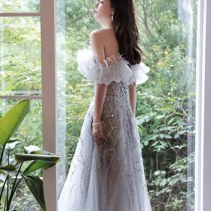 Off-shoulder Annual Conference Host Engagement Dress - Trendex