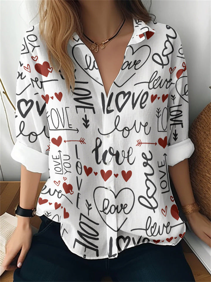 Women's 3D Printed Floral Pattern Long-sleeved Shirt - Trendex
