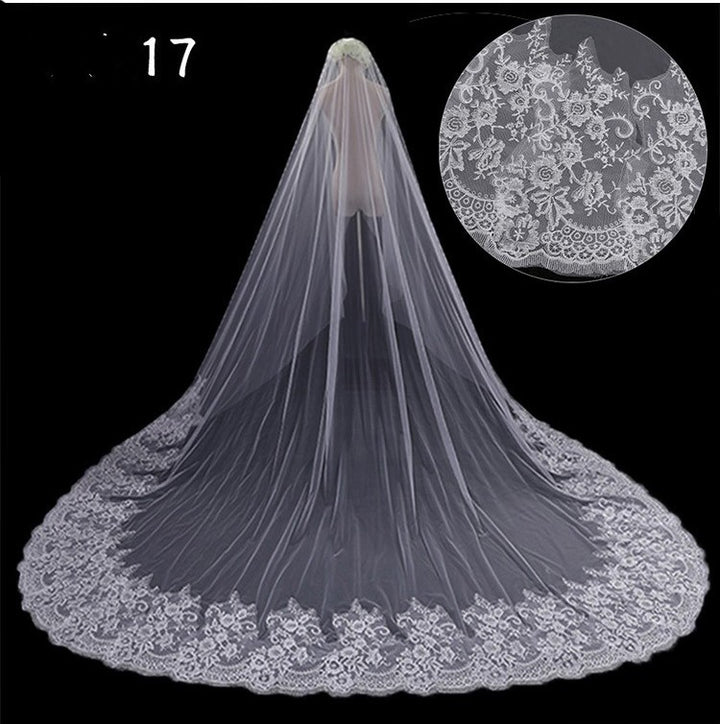 Bridal Wedding Dress Long Tail Luxury Super Fairy Wedding Veil - Trendex