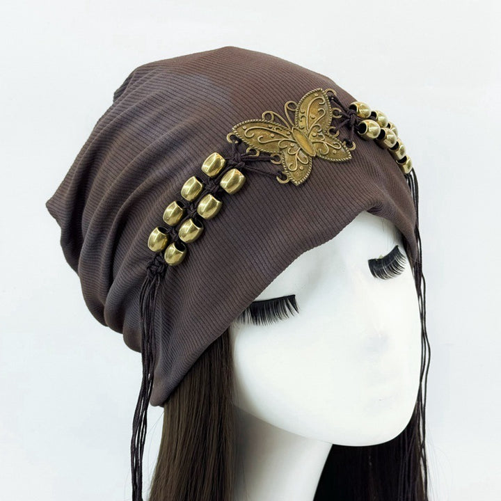 Hat Tie-dyed Tassel Beaded Beanie Hat - Trendex