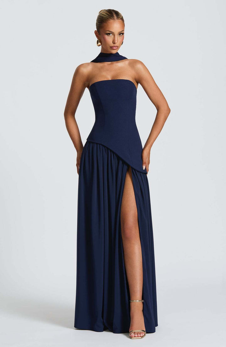 Fashion Sexy Backless Tube Top Pure Color Split Dress - Trendex