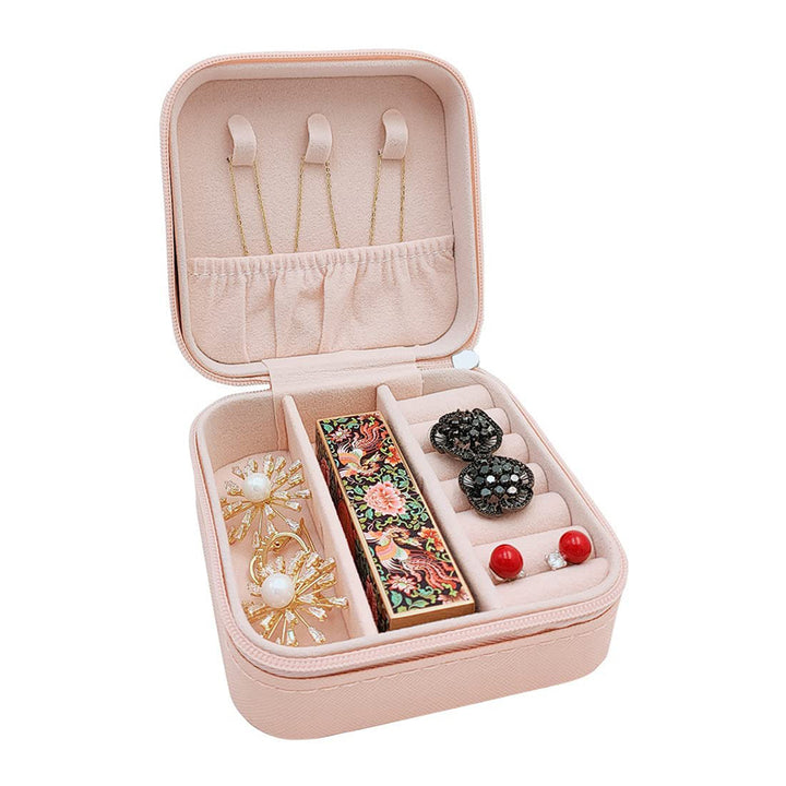 8782 Jewellery Box For Women Mini Portable Jewelry Box Organiserpu Leather Jewlerrying Display Holder Small Travel Jewellery Box For Girls Women Mother Daughte Travel Ring Pendant Earring Necklace Storage Case - Trendex