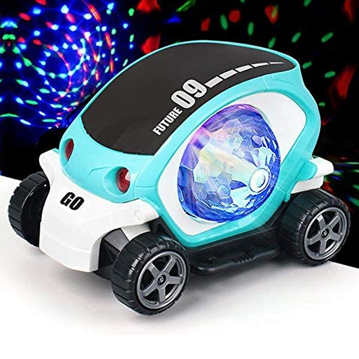 17922 Plastic 360 Degree Rotating Stunt Car Toy For Kids - Bump And Go Action With 4d Lights And Music Plastic Mini Car With Disco Ball (1 Pc  Battery Not Included) - Trendex