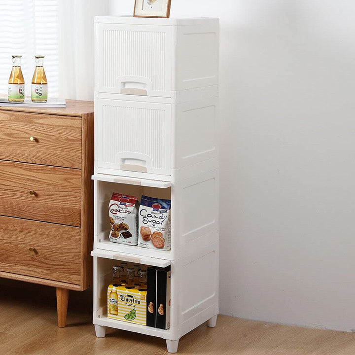 Multipurpose Storage Cabinet Storage Solutions Plastic Drawers  Multi Layer Wardrobe Storage Drawers  Foldable Multipurpose Drawer Units For Kitchen Bathroom Bedroom Cloth (4 Layer) - Trendex