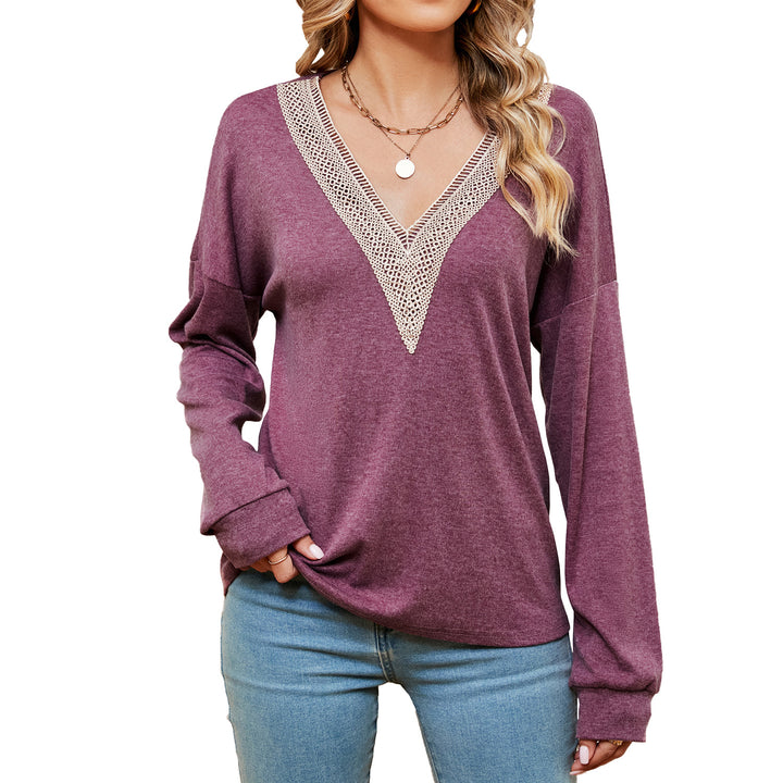 Women's Fashion Color Contrast Loose-fitting T-shirt Top - Trendex