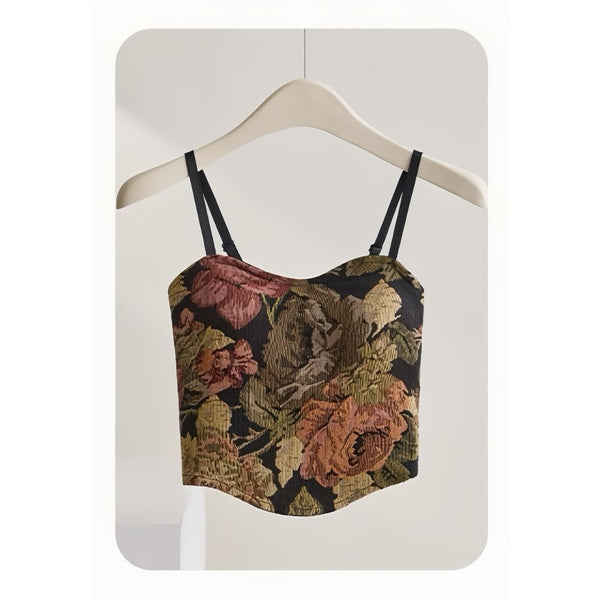 Vintage Floral Pleated Beauty Back Sling - Trendex