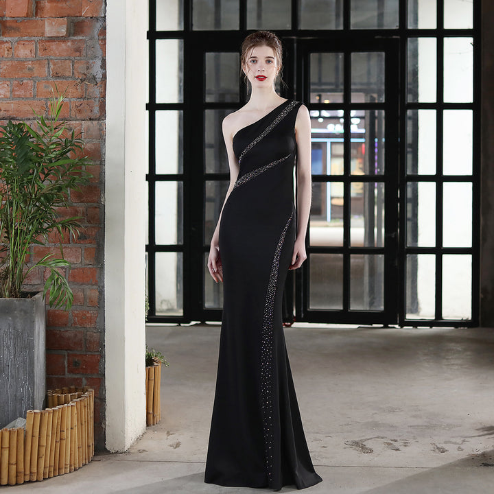 Toast Dress Bride Long One-shoulder Thank You Banquet Slim Fishtail Skirt - Trendex