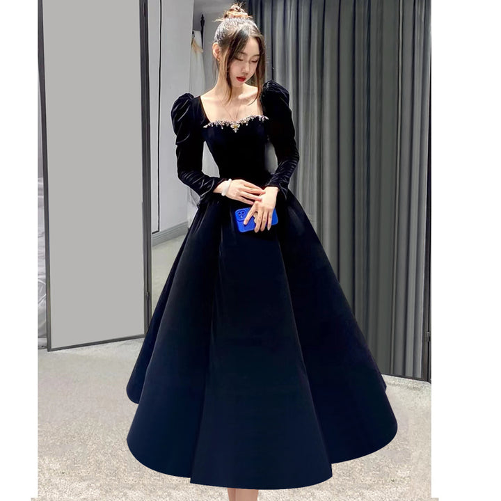 Atmospheric Red Long-sleeved Senior Evening Dress Woman - Trendex
