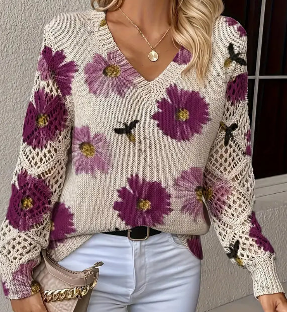 Printed Casual Cape Coat Cardigan Sweater - Trendex