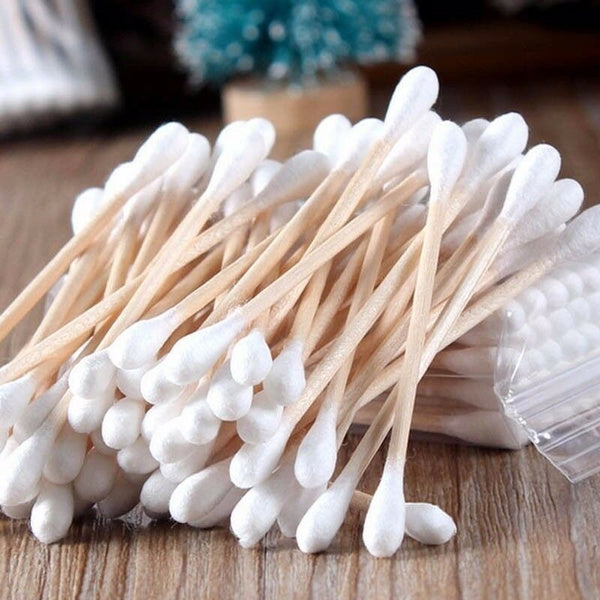 6016 Cotton Swabs Bamboo With Wooden Handles For Makeup Clean Care Ear Cleaning Wound Care Cosmetic Tool Double Head Biodegradable Eco Friendly (Pack Of 20) - Trendex
