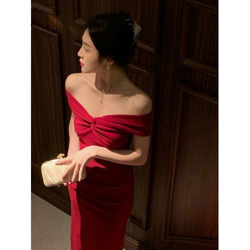 French Style Slim Fit Socialite Elegant Evening Dress Skirt Female Early Spring And Summer - Trendex