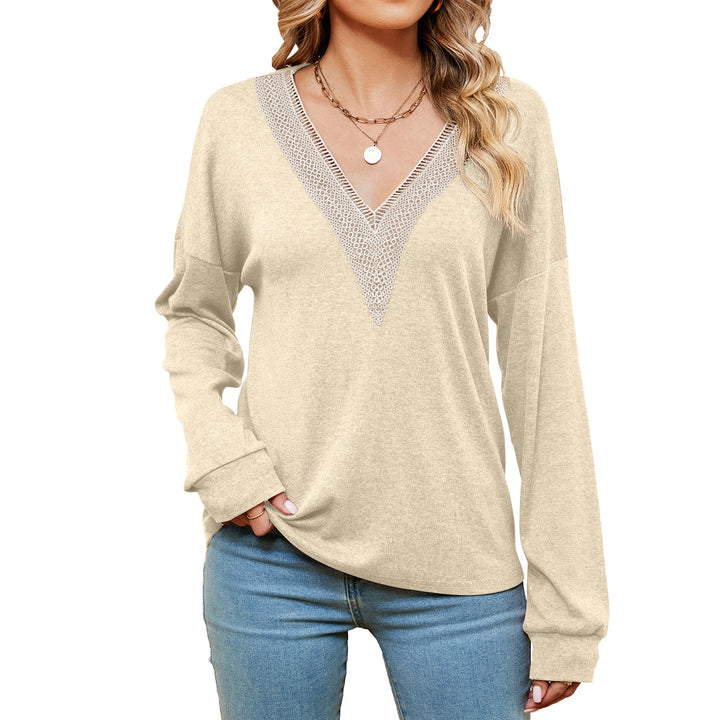Women's Fashion Color Contrast Loose-fitting T-shirt Top - Trendex
