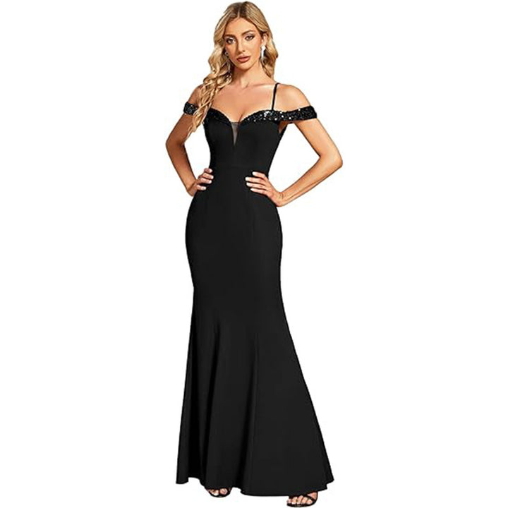 Women's Clothing Off-neck Sling Evening Long Dress - Trendex