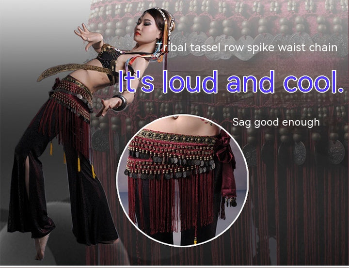 Belly Dance Waist Scarf Performance Tassel Hip Scarf Ethnic Tribe Dance Costume Belly Dance Waist Chain - Trendex