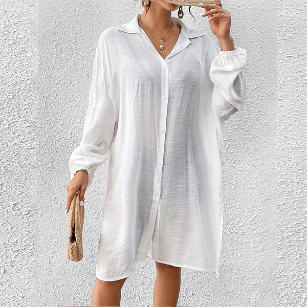 Tencel Slub Cotton Long-sleeved Shirt For Women - Trendex