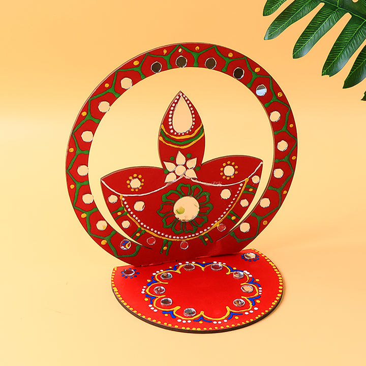 Handcrafted Wooden Decorative Diya Stand (1 Pc) - Trendex