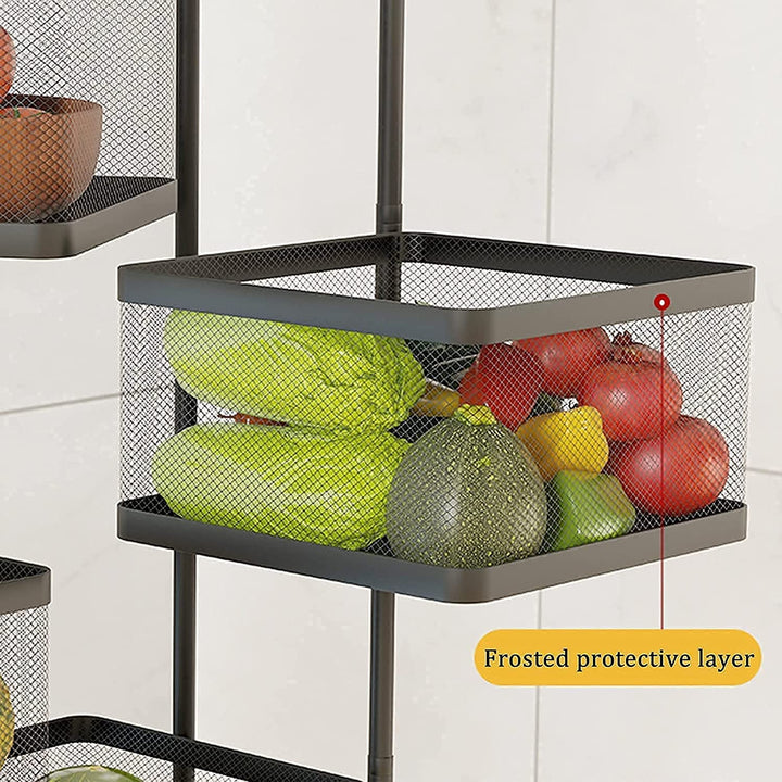 Metal High Qaulity Kitchen Trolley Kitchen Organizer Items And Kitchen Accessories Items For Kitchen Rack Square Design For Fruits  Vegetable Onion Storage Kitchen Trolley With Wheels (4 Layer  3 Layer) - Trendex