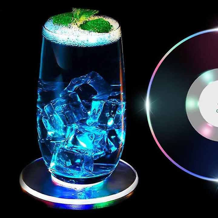 Colorful Led Cocktail Coaster Round Ultra-thin Led Drink Coaster (1 Pc) - Trendex