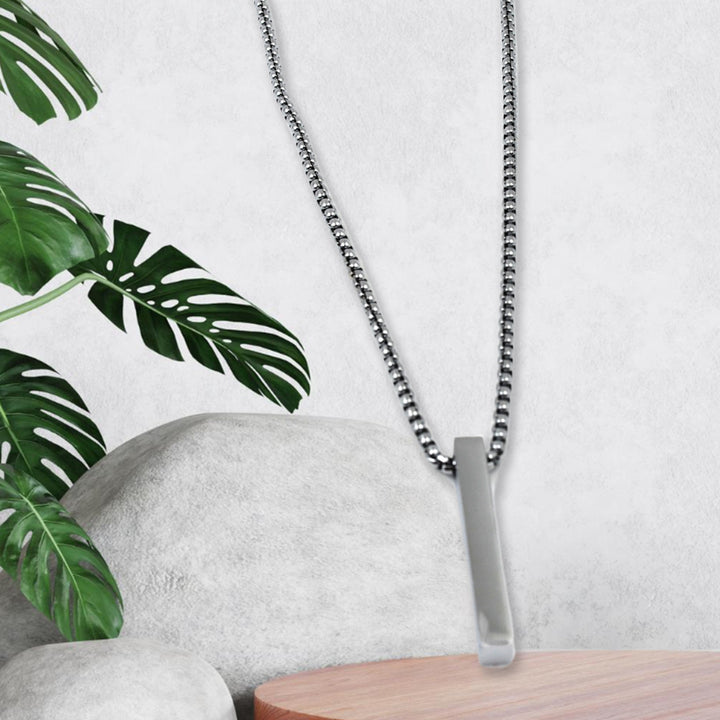 Stainless Steel Plain Stick Shape Locket With Chain (1 Pc) - Trendex