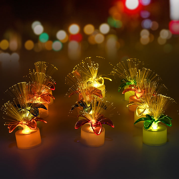 6237 Fiber Optic Light Mini Color Change Led Table Centerpieces  Light Up Candle - Pack Of 12 - Trendex