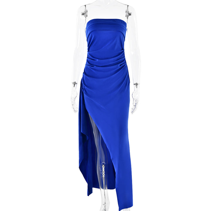 Evening Gown Women's One Neck Strapless Dress Fashionable And Sexy Backless High Slit Long Dress - Trendex
